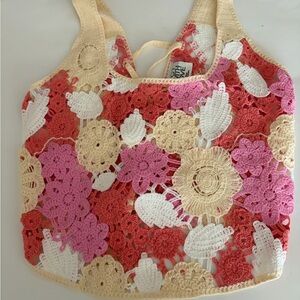 Crocheted Sleeveless Top Multicolor Back Ties Size Large